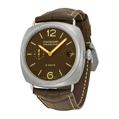 Panerai Radiomir 8 Days Brown Dial Brown Leather Men's Watch 